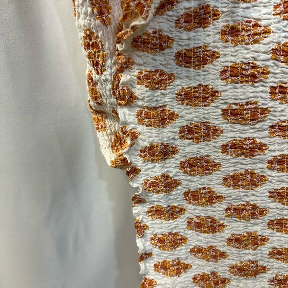 J. Crew 100% Linen Floral Print Summer Dress White Yellow Smocked 6 - Picture 6 of 8